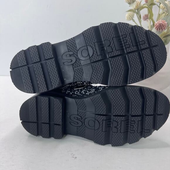 Sorel Lennox Leather Textile Shearling Lug Sole WP Boot Black/White Women 6 NWOB - Picture 9 of 10